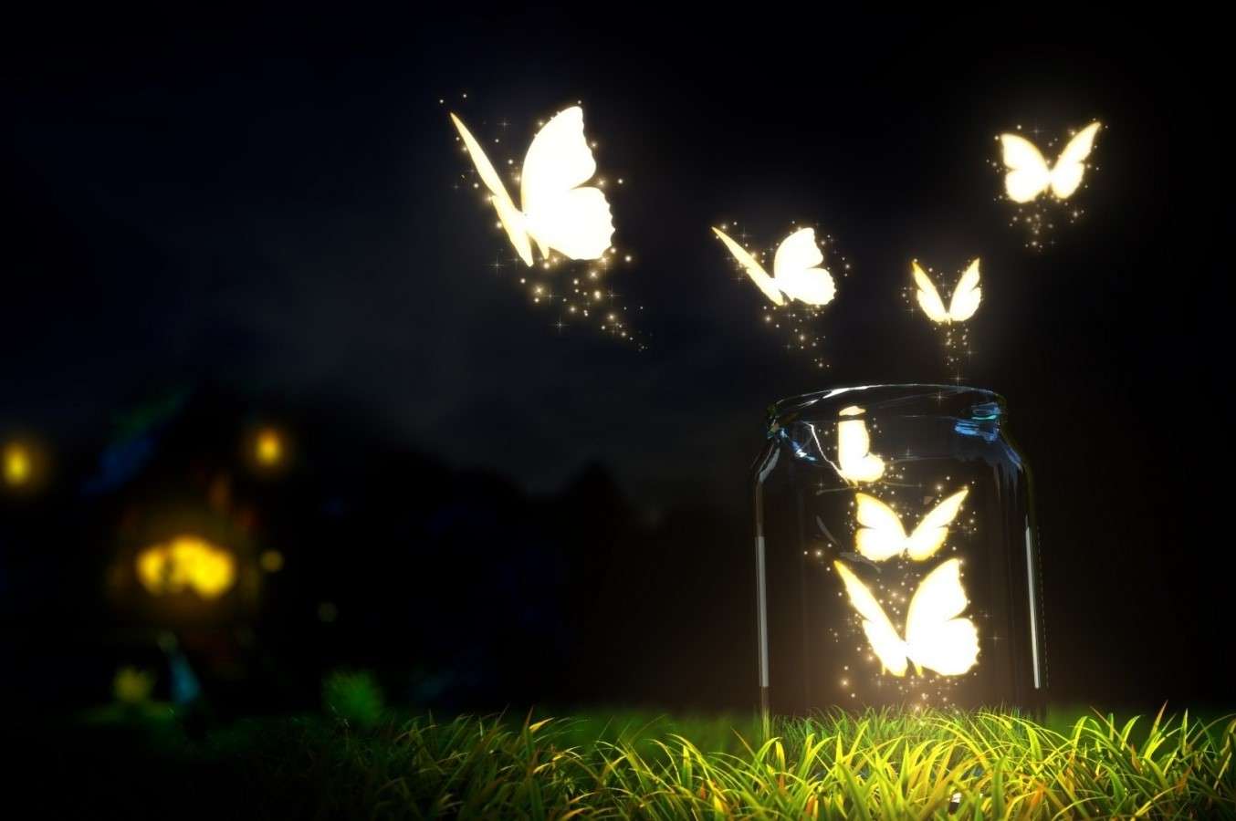 Świecące motyle puzzle online