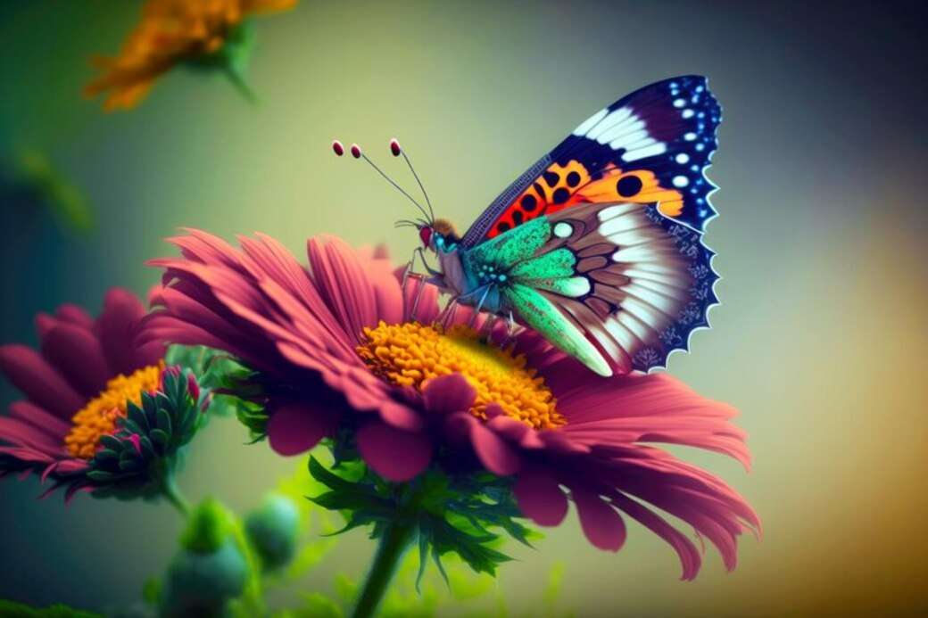 Lyoder, chrząszcz motylkowy na różowym kwiacie puzzle online
