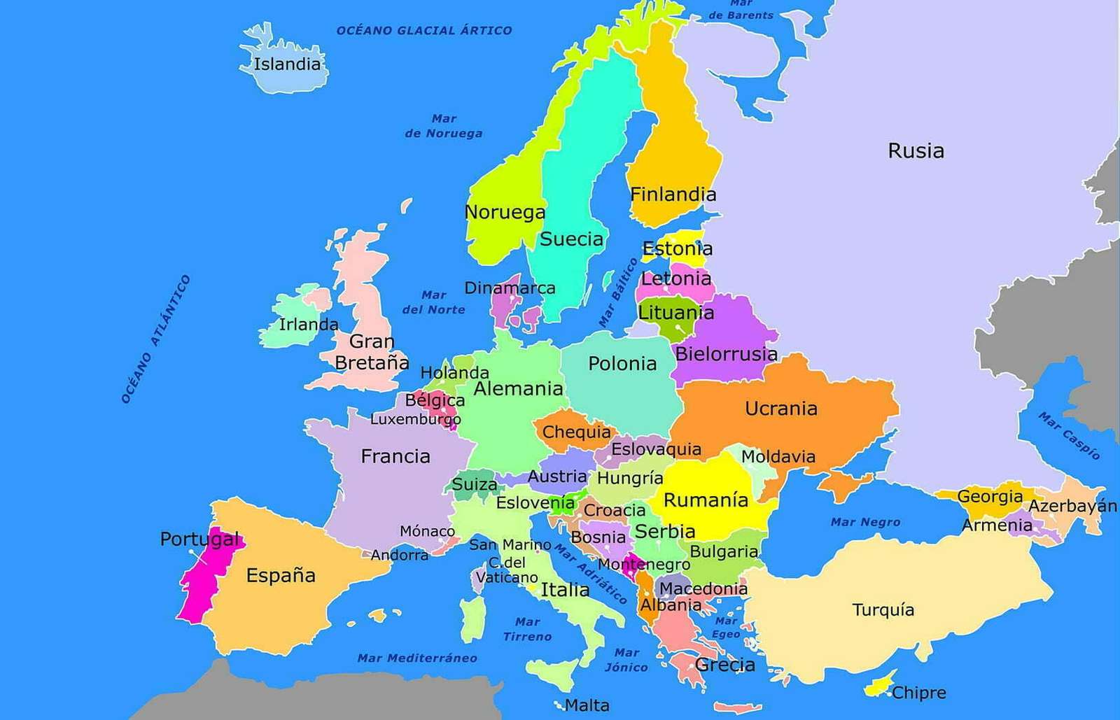 KRAJE EUROPY puzzle online