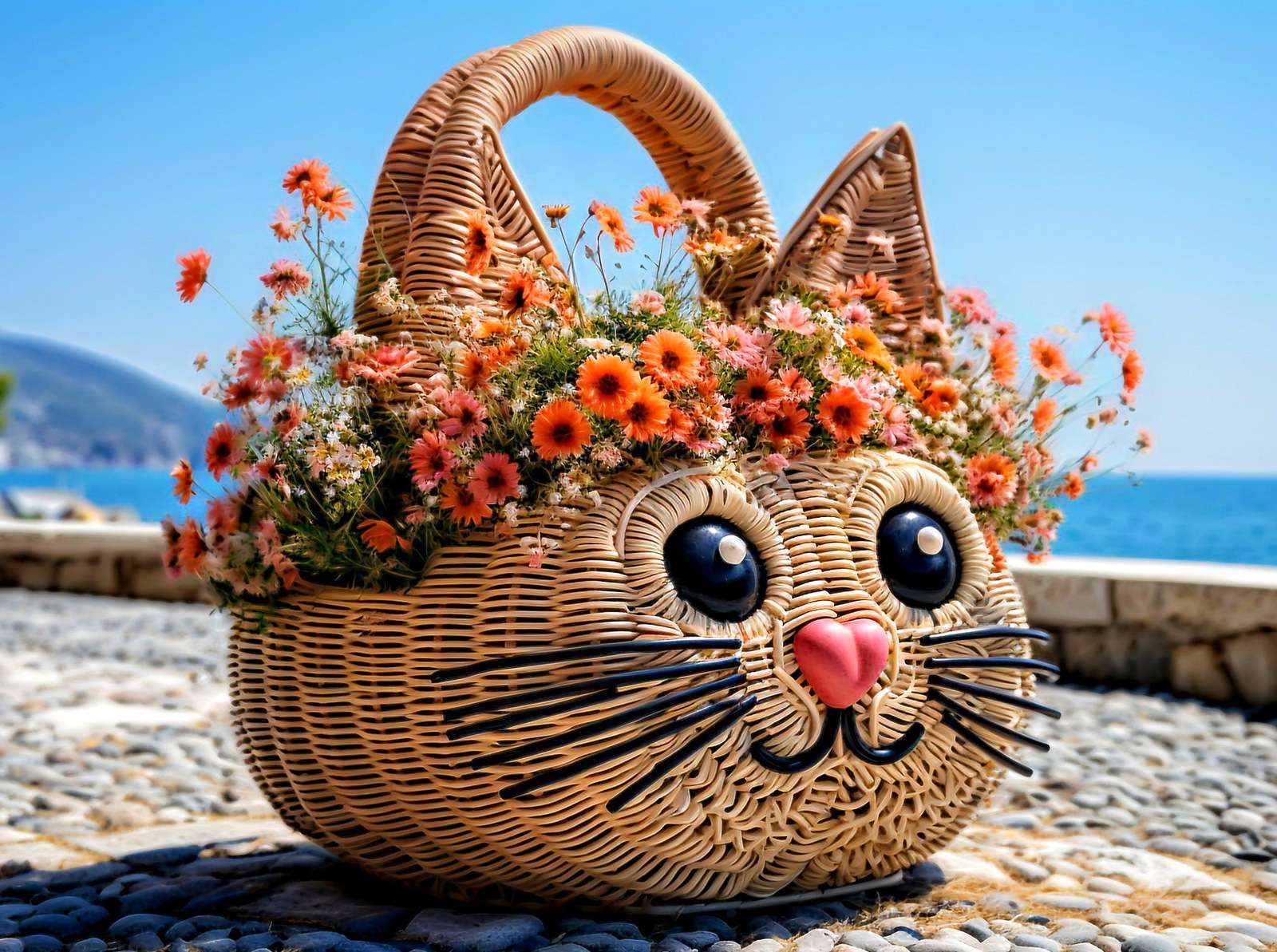 Sympatyczny koszyk na kwiaty puzzle online