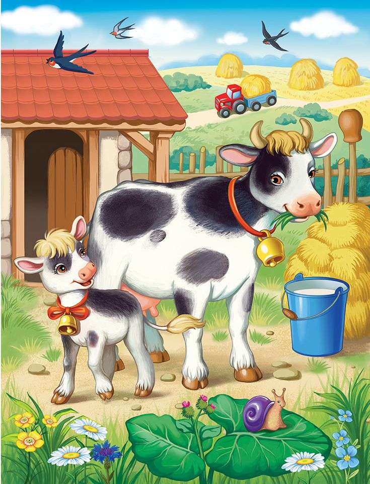 Krowa i łydka puzzle online