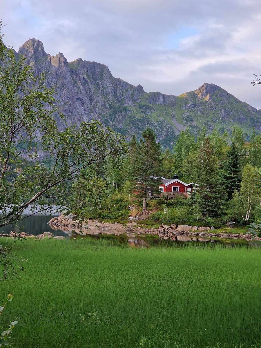 Norwegia góry, jezioro puzzle online