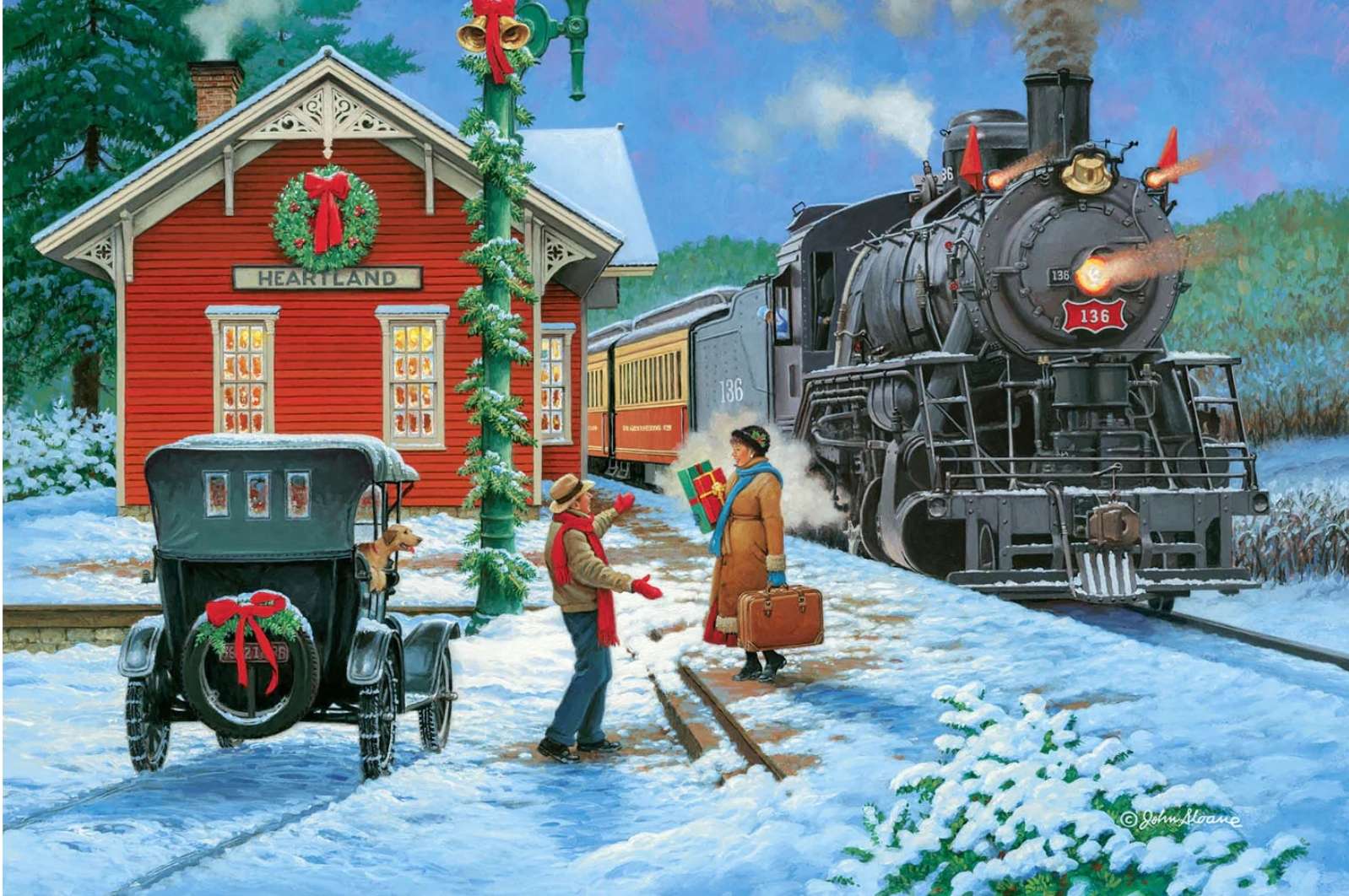 pociąg, Boże Narodzenie puzzle online