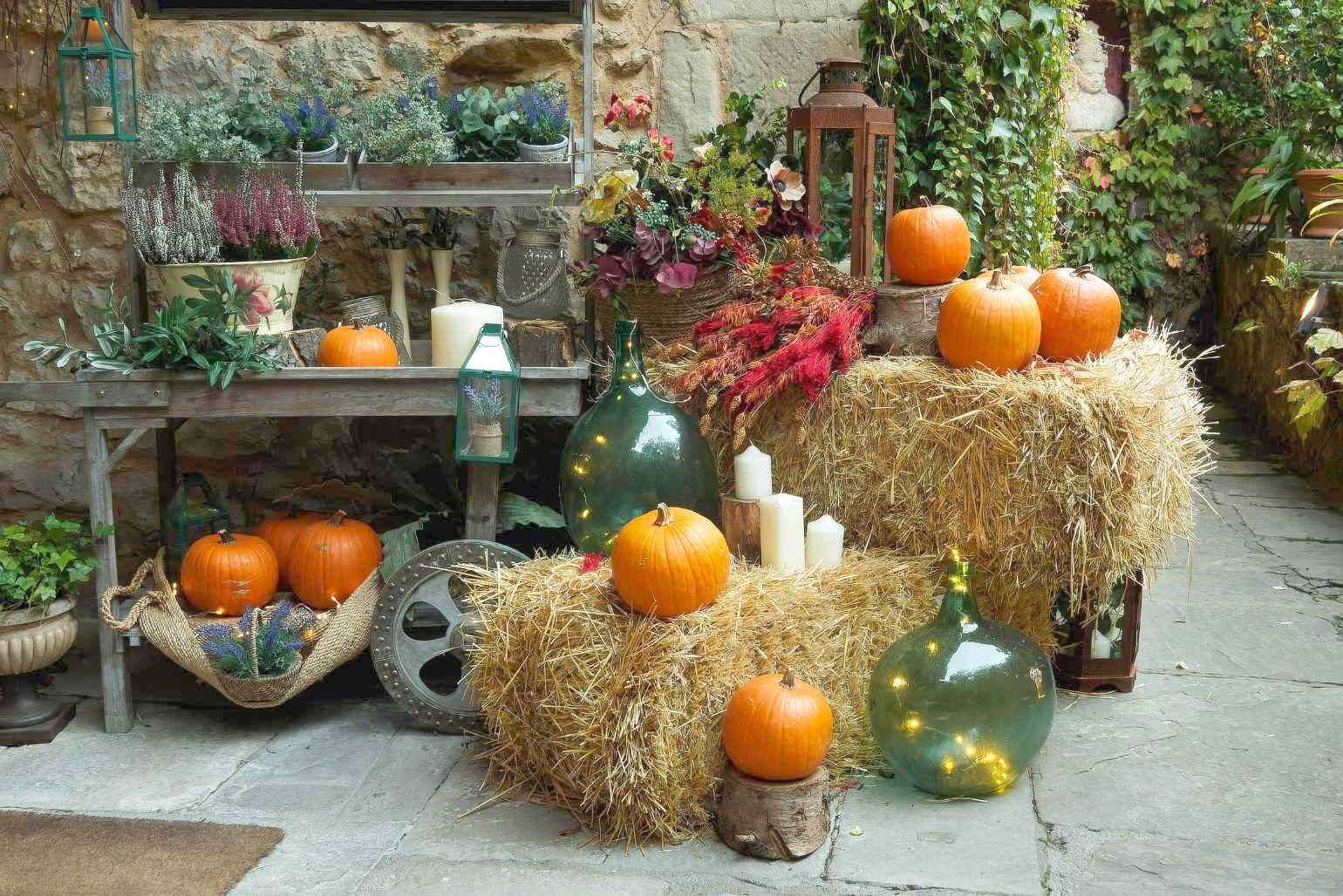 Jesienna dekoracja na podwórku puzzle online