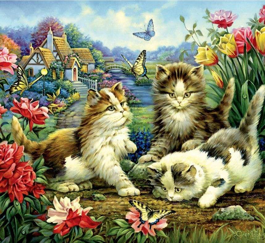 Bawiące się kotki puzzle online