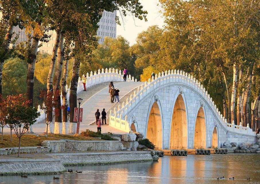 Piękny most łukowy w parku (Chiny) puzzle online