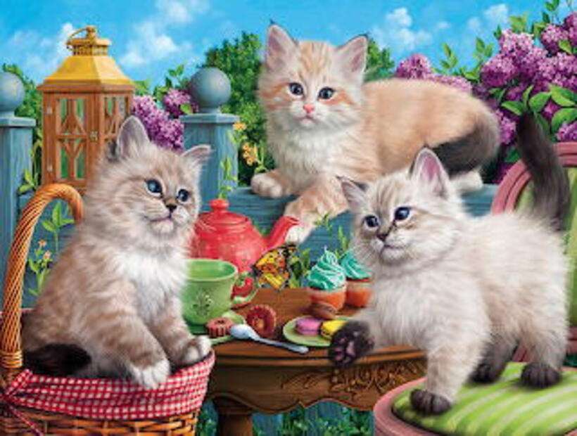 Trzy piękne kotki puzzle online