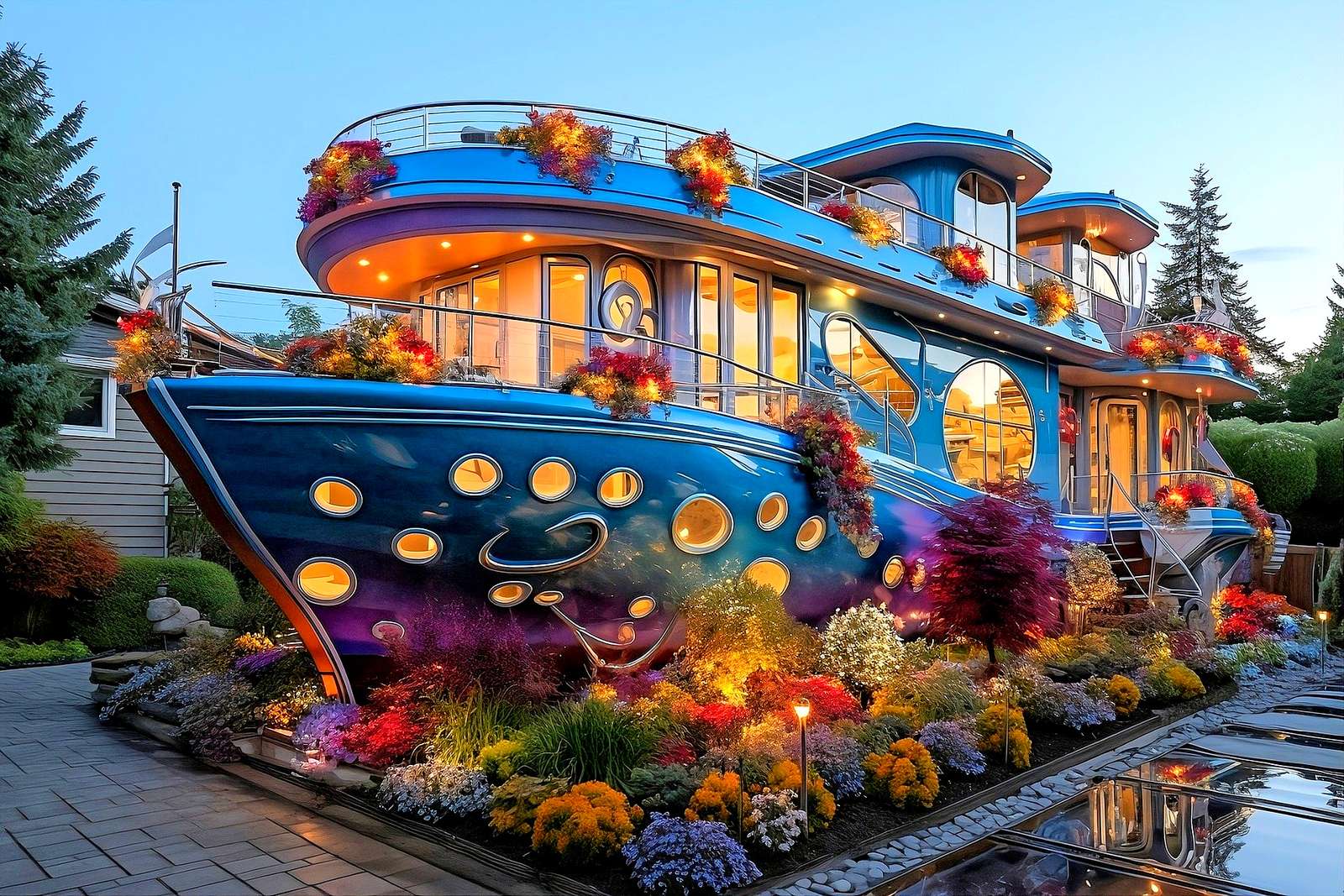 Niezwykły dom w formie łodzi puzzle online