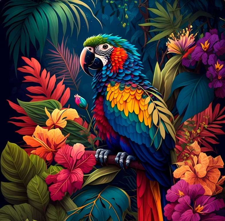 Papuga w dżungli puzzle online