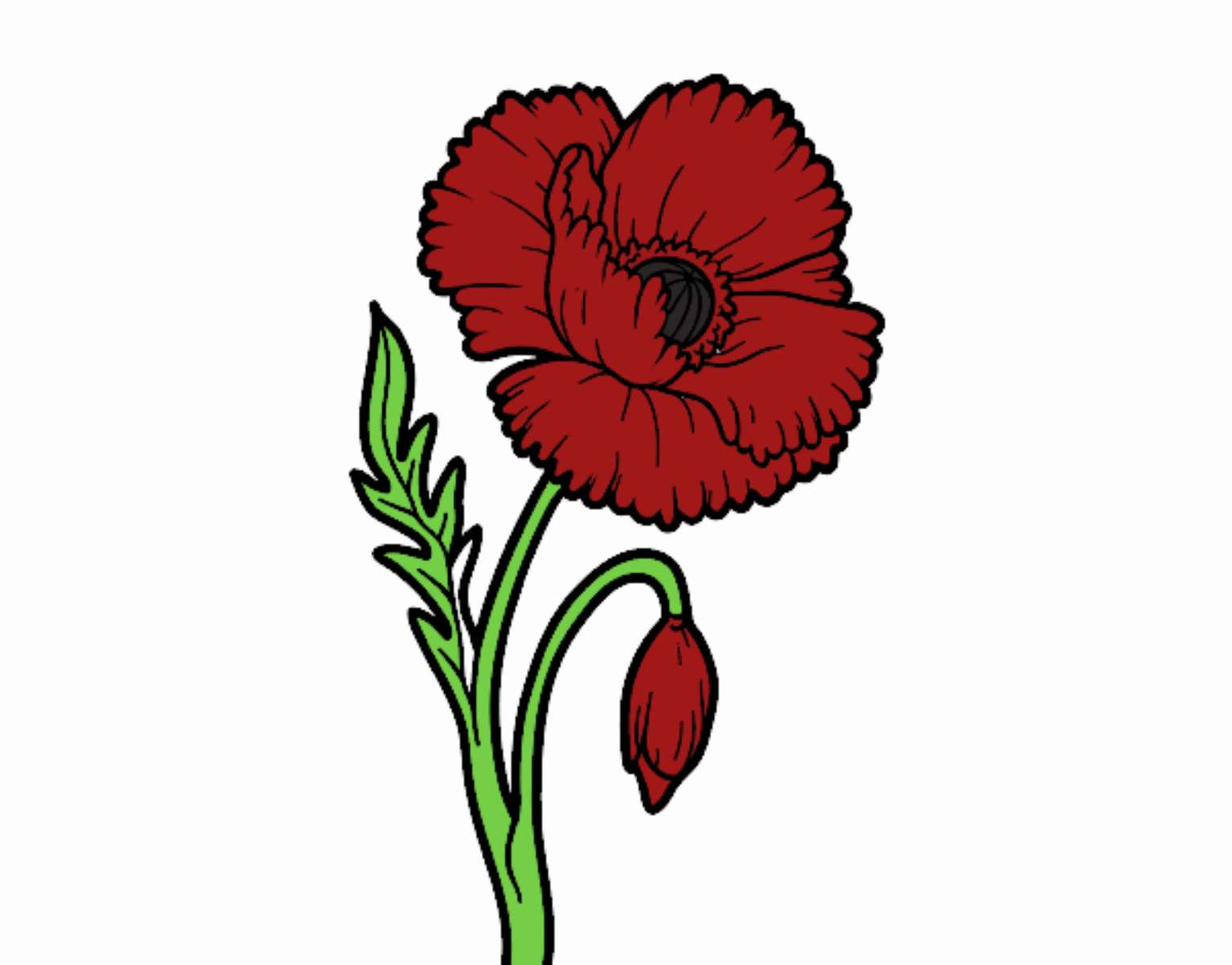 mak i ten kwiat jest namalowany na rysunku siatki puzzle online