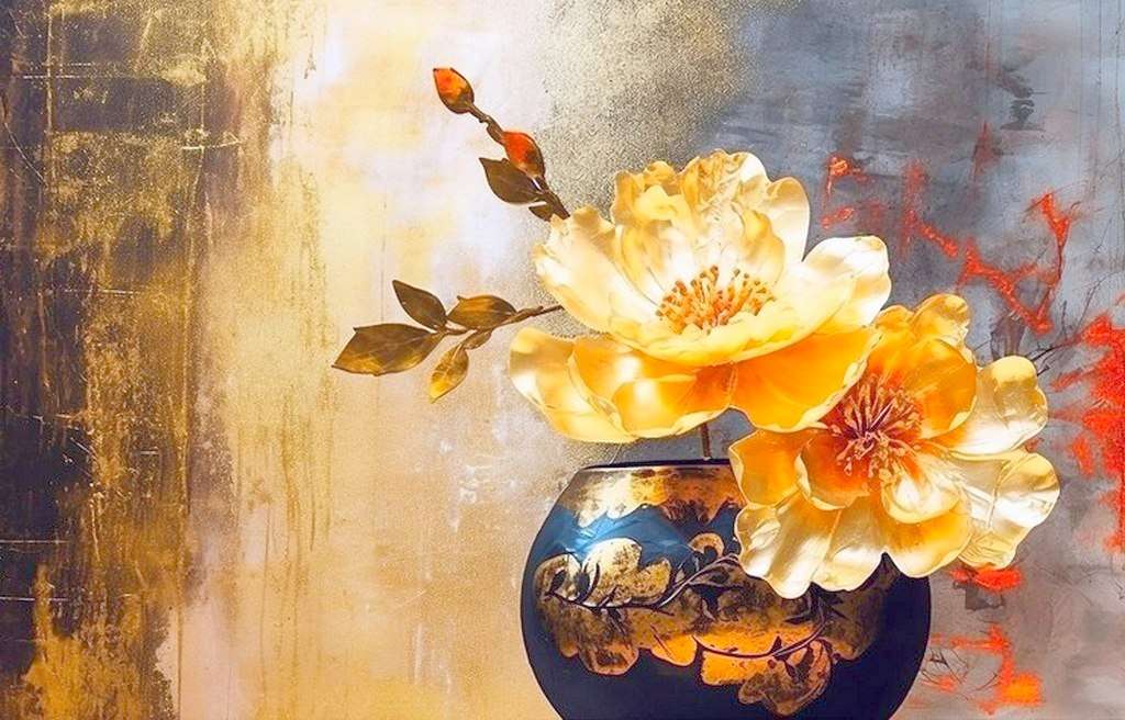 Abstrakcyjny wazon z kwiatami puzzle online