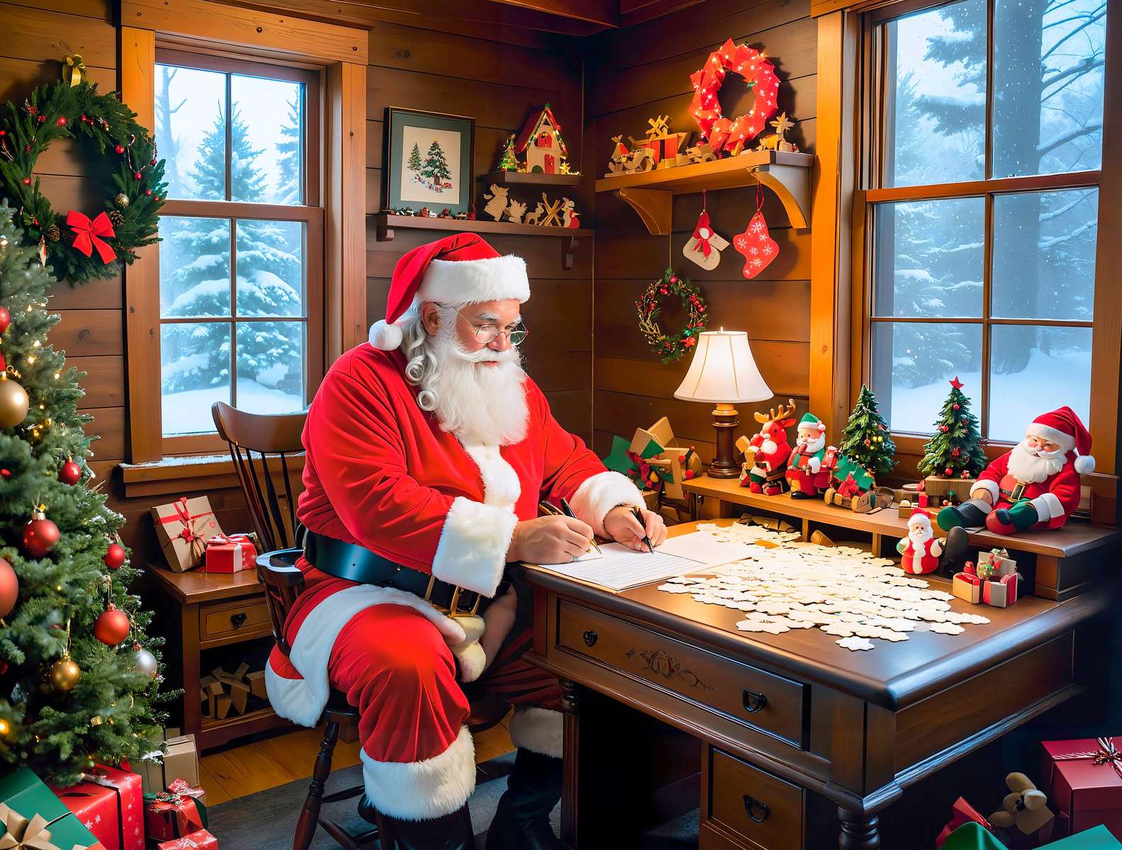 Zapracowany Święty Mikołaj puzzle online