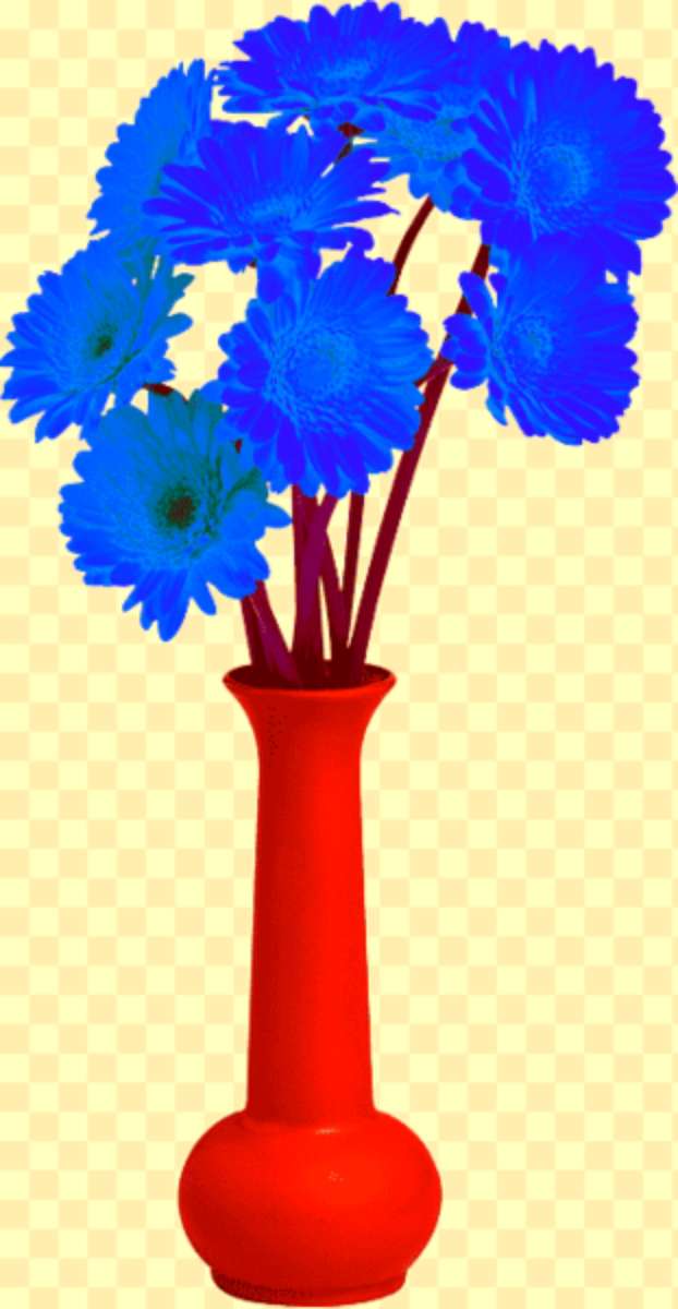 niebieskie kwiaty w pięknym wazonie puzzle online