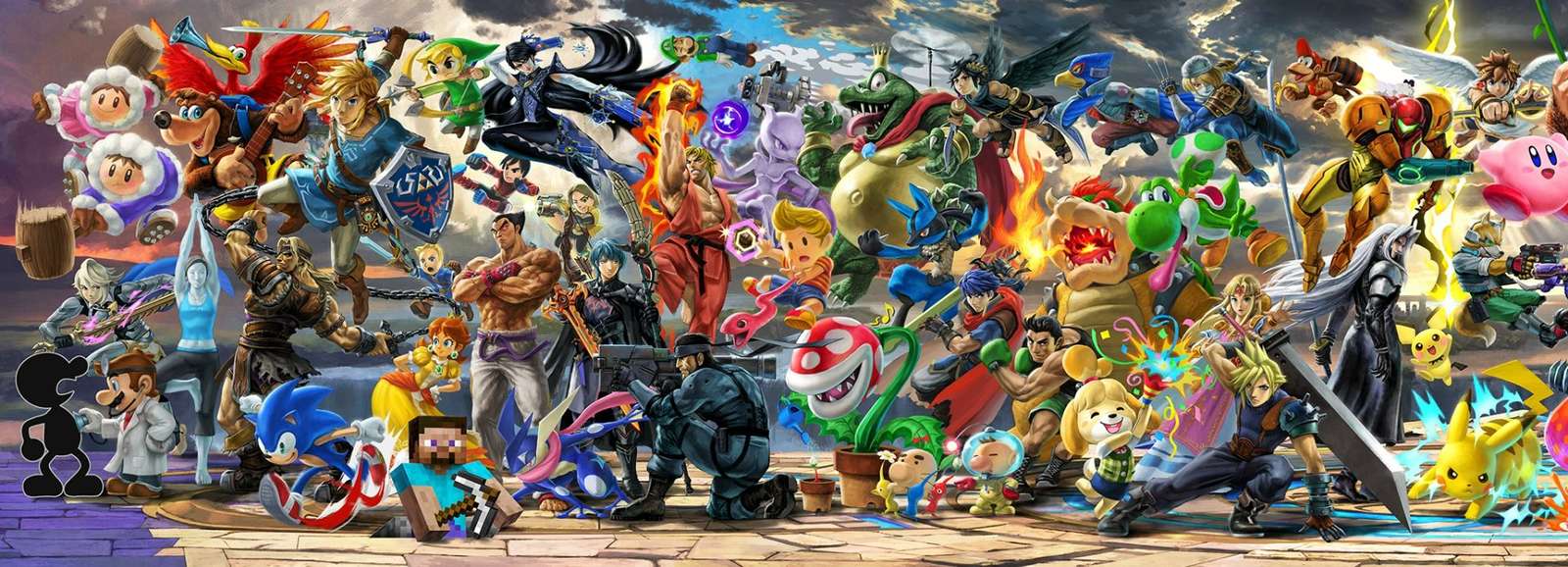 Mural Super Smash Bros Ultimate, lewa połowa puzzle online