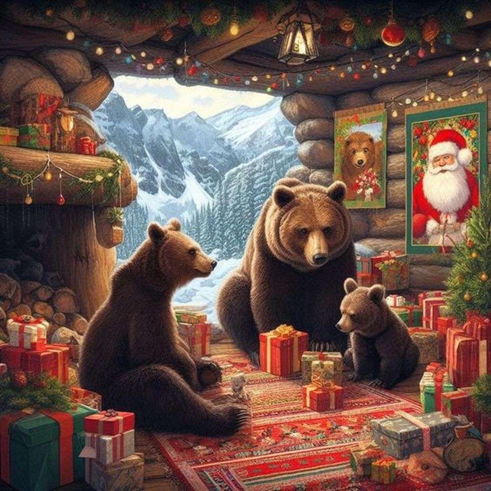 Rodzina Świątecznych Niedźwiedzi puzzle online