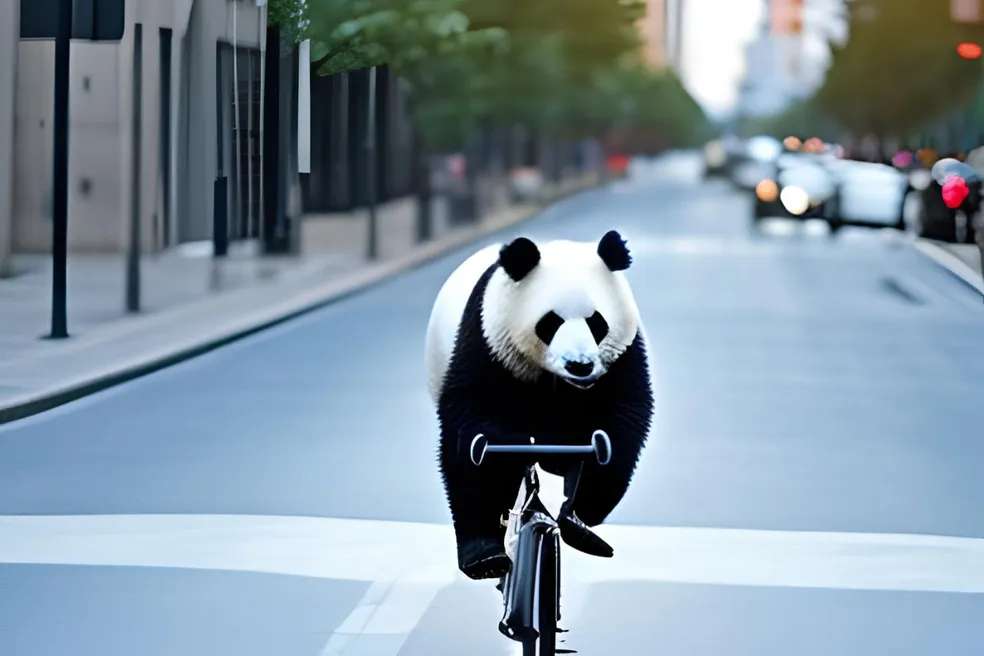 Panda na rowerze puzzle online