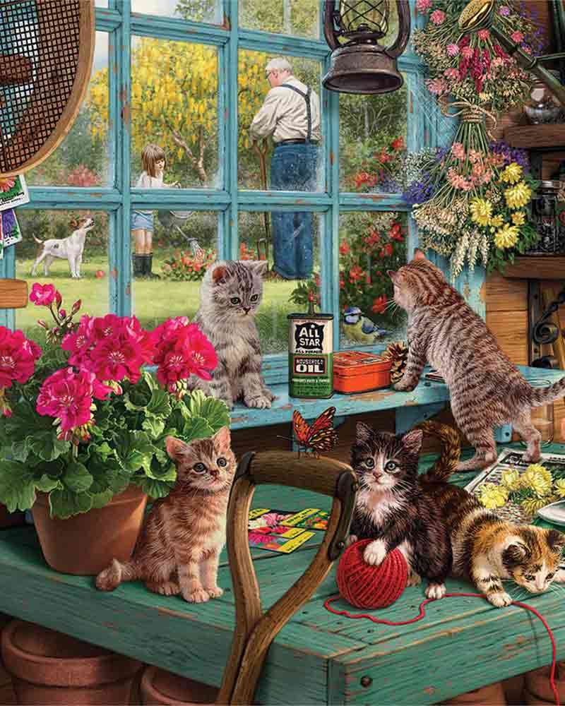 Kotki przy oknie puzzle online