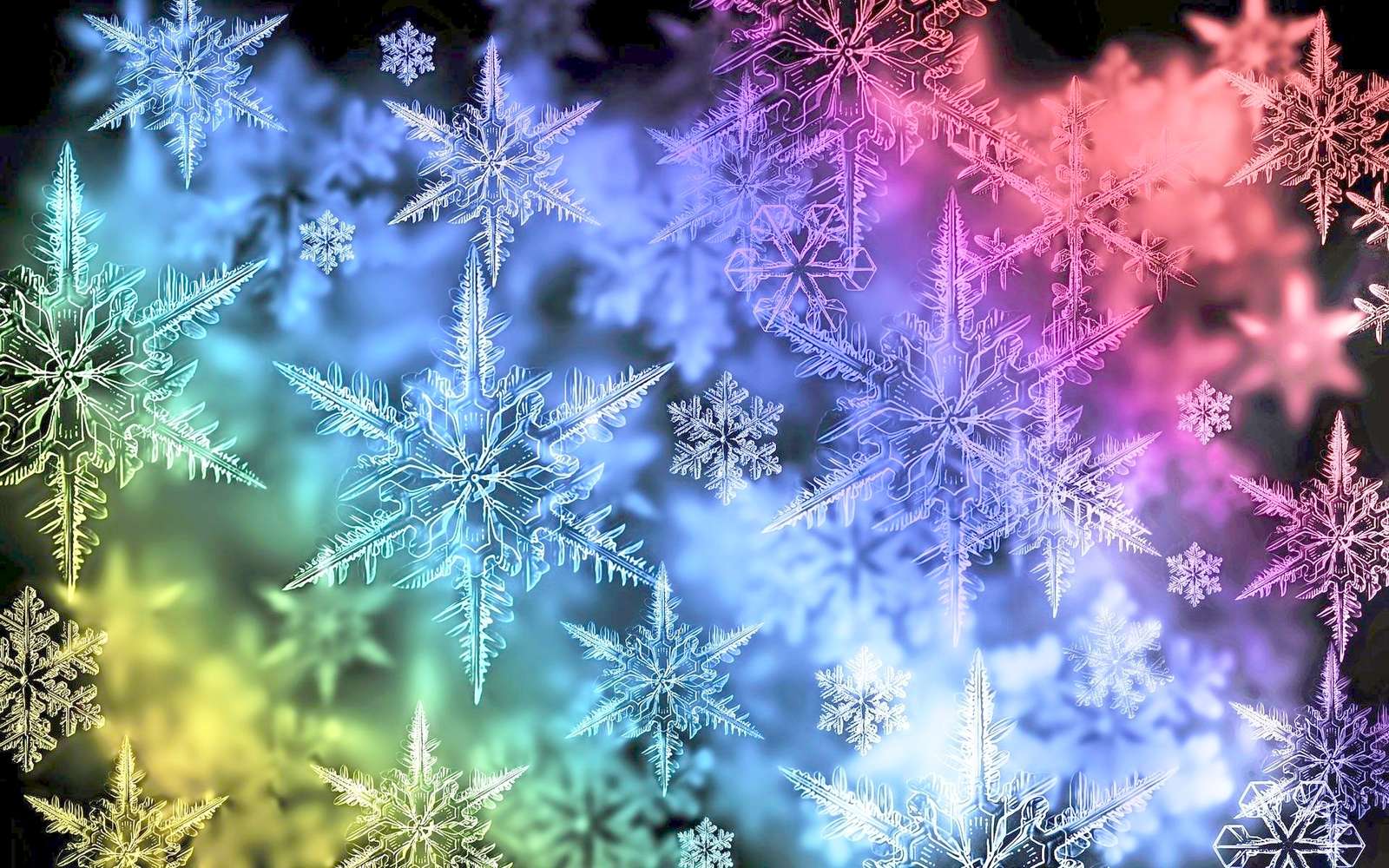 Kolorowe płatki śniegu puzzle online