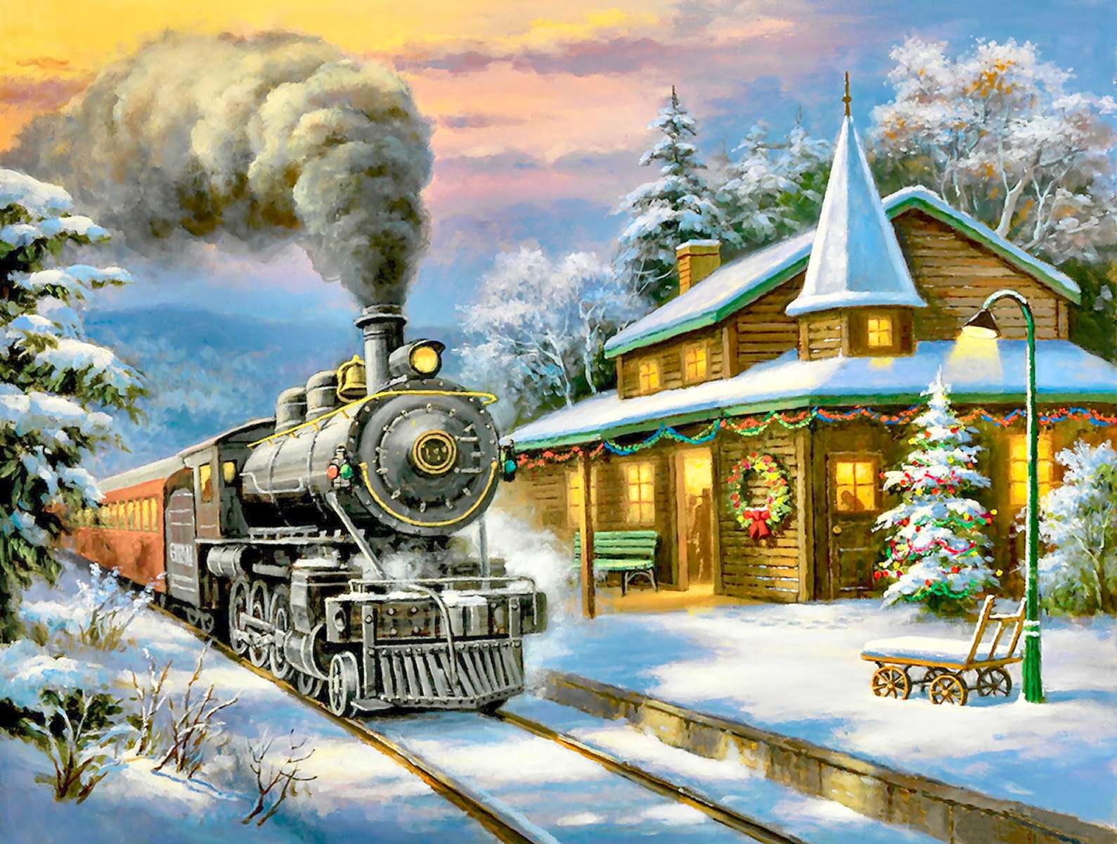Pociąg w noc Bożego Narodzenia puzzle online