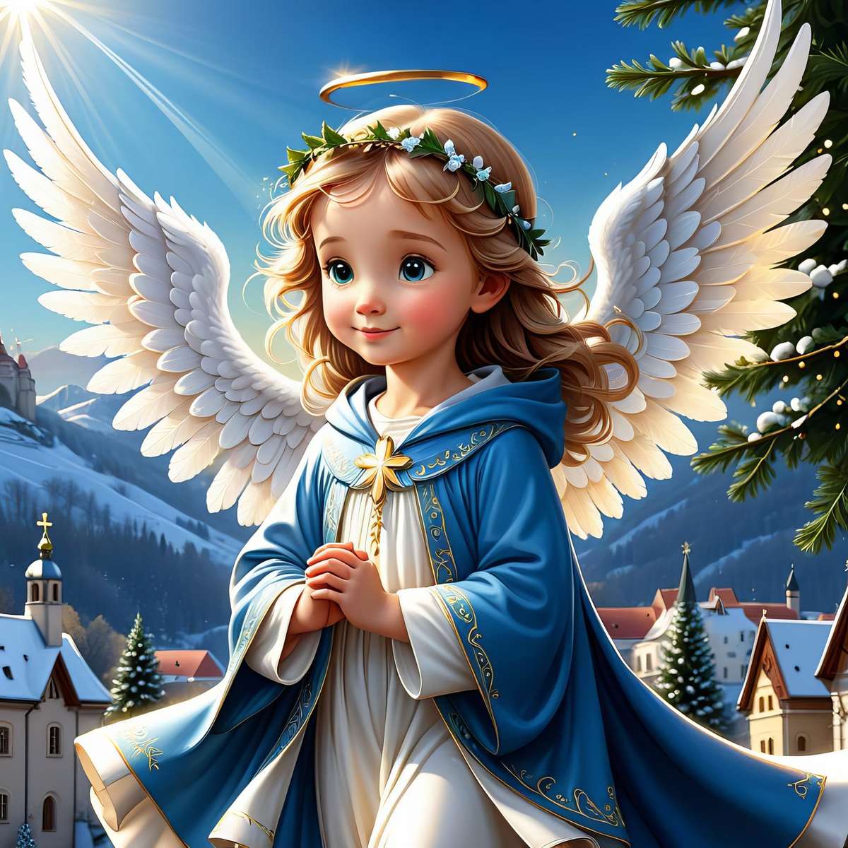 Anioł świąteczny puzzle online