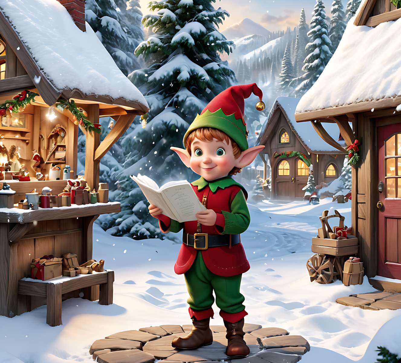 Śliczny bożonarodzeniowy elf puzzle online
