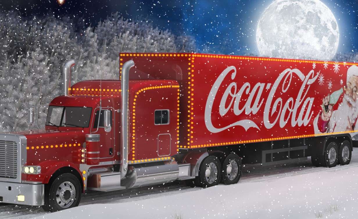 Świąteczne auto Coca Cola puzzle online