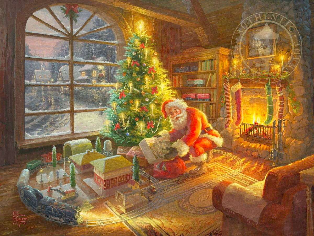 Mikołaj zostawia prezenty pod choinką puzzle online