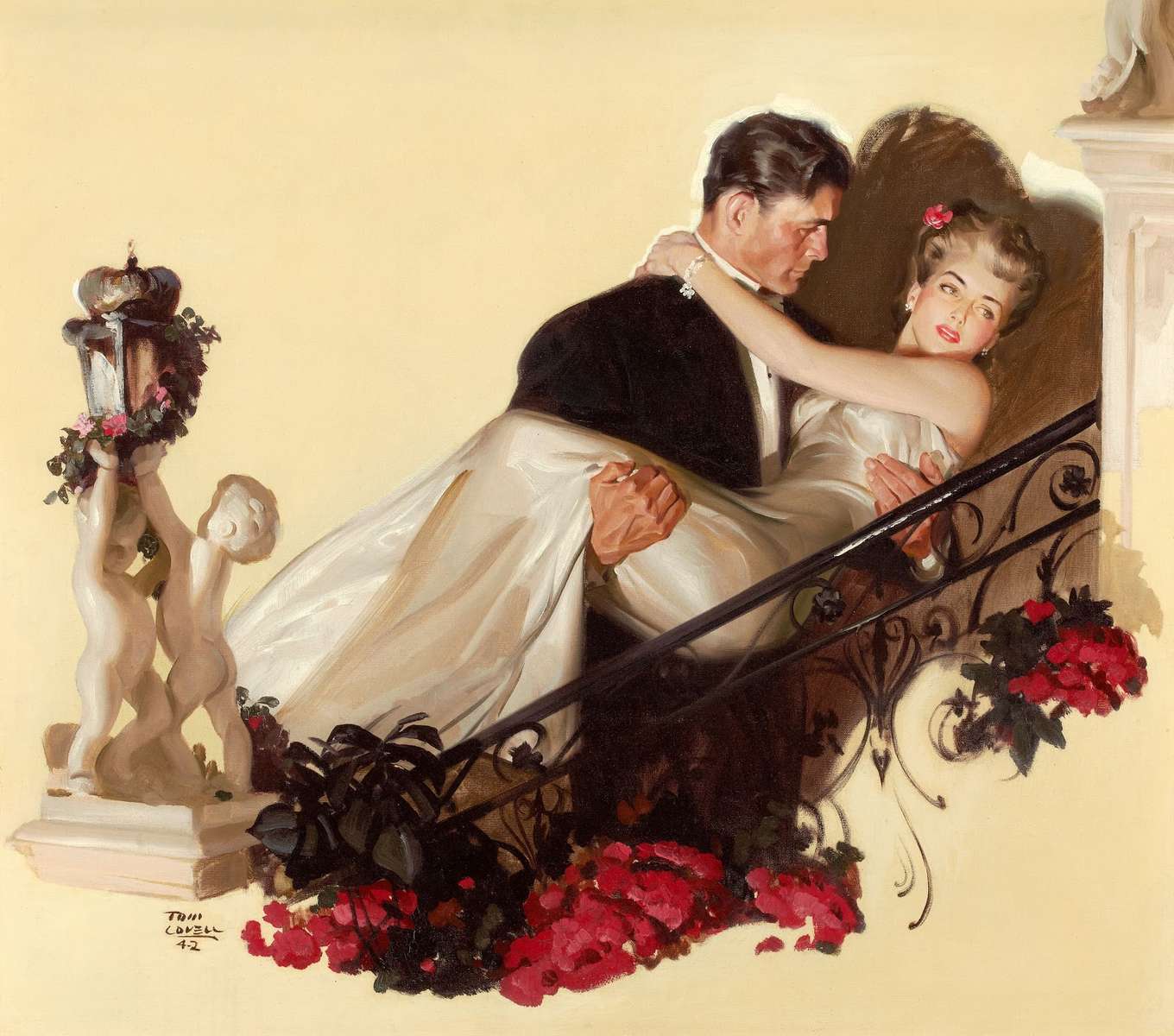 Tom Lovell „Na schodach (1942)” puzzle online