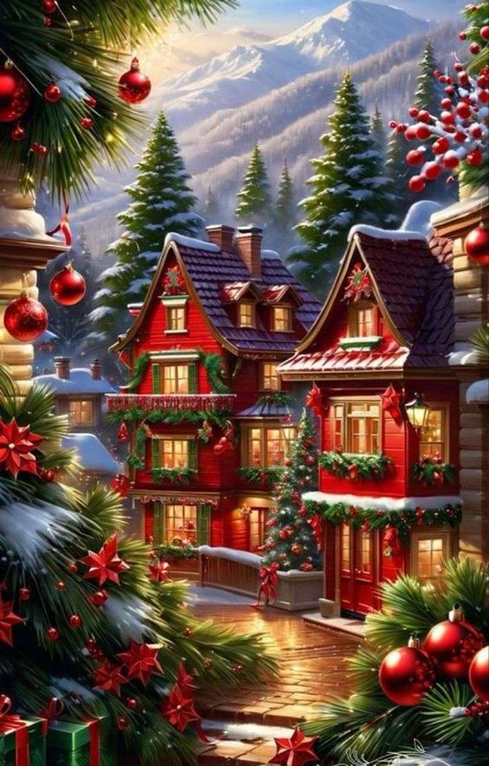 Czerwone świąteczne piękno puzzle online