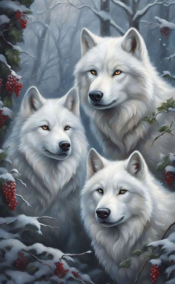3 białe wilki puzzle online