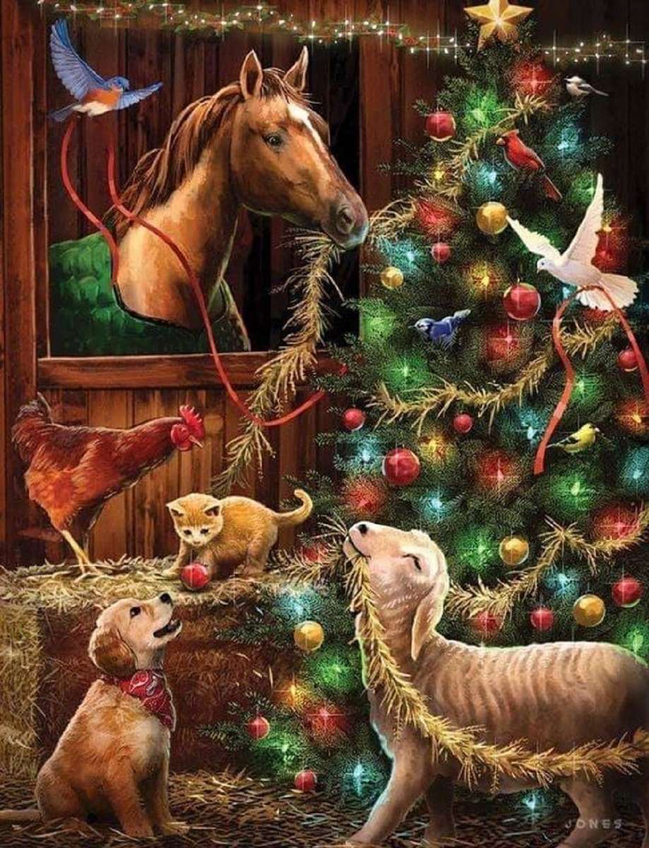 Święta Bożego Narodzenia na farmie puzzle online