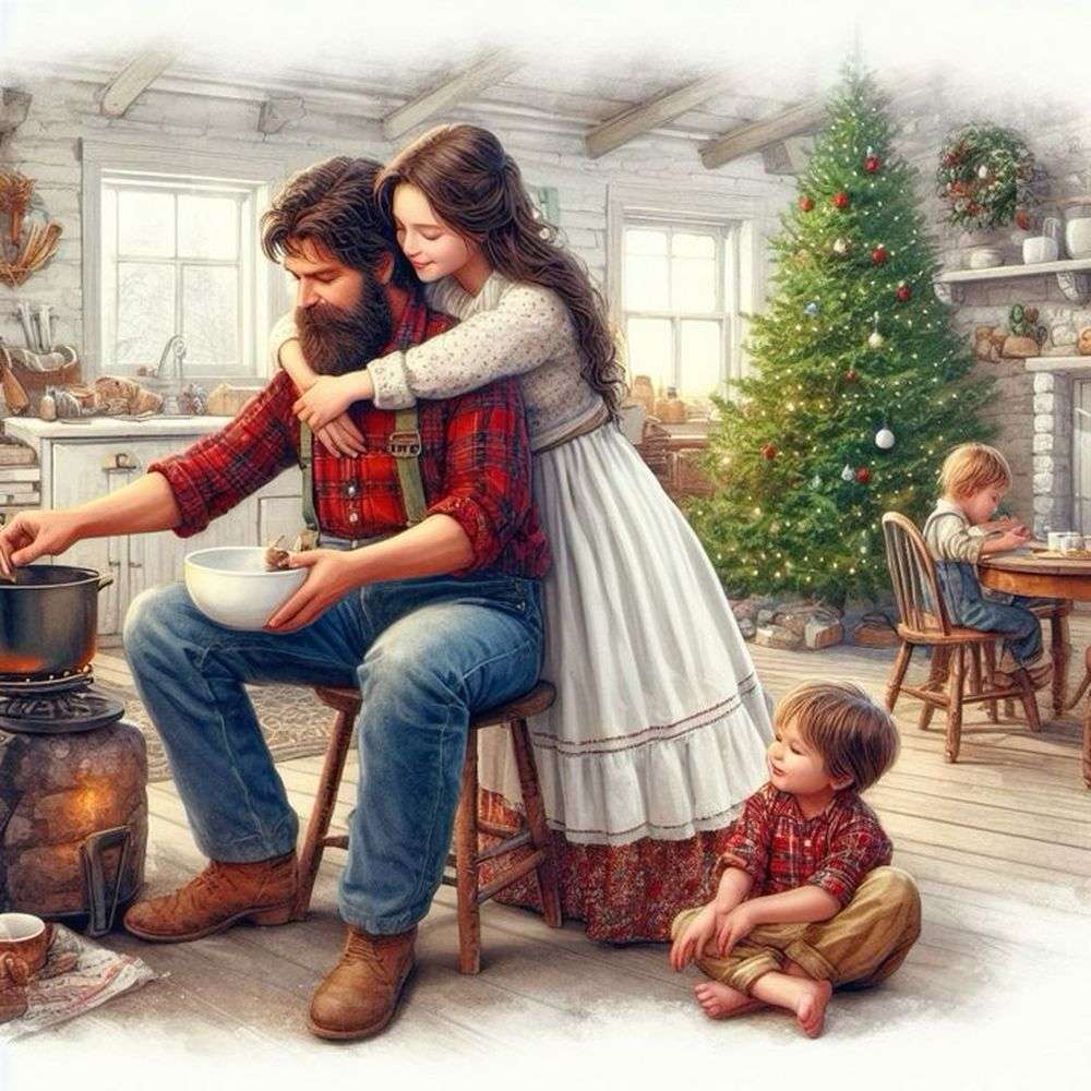 Piękna rodzina na Święta Bożego Narodzenia puzzle online