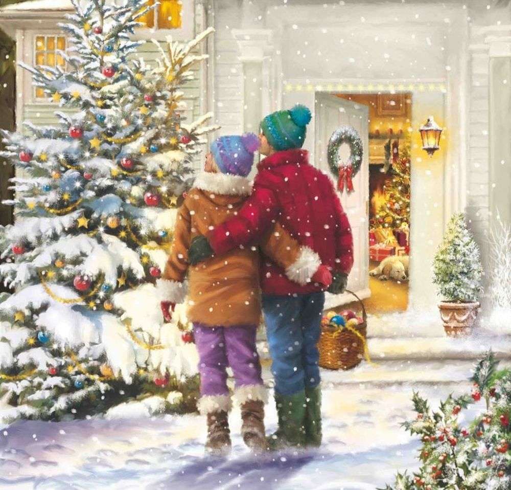 Para odwiedzająca na Boże Narodzenie puzzle online