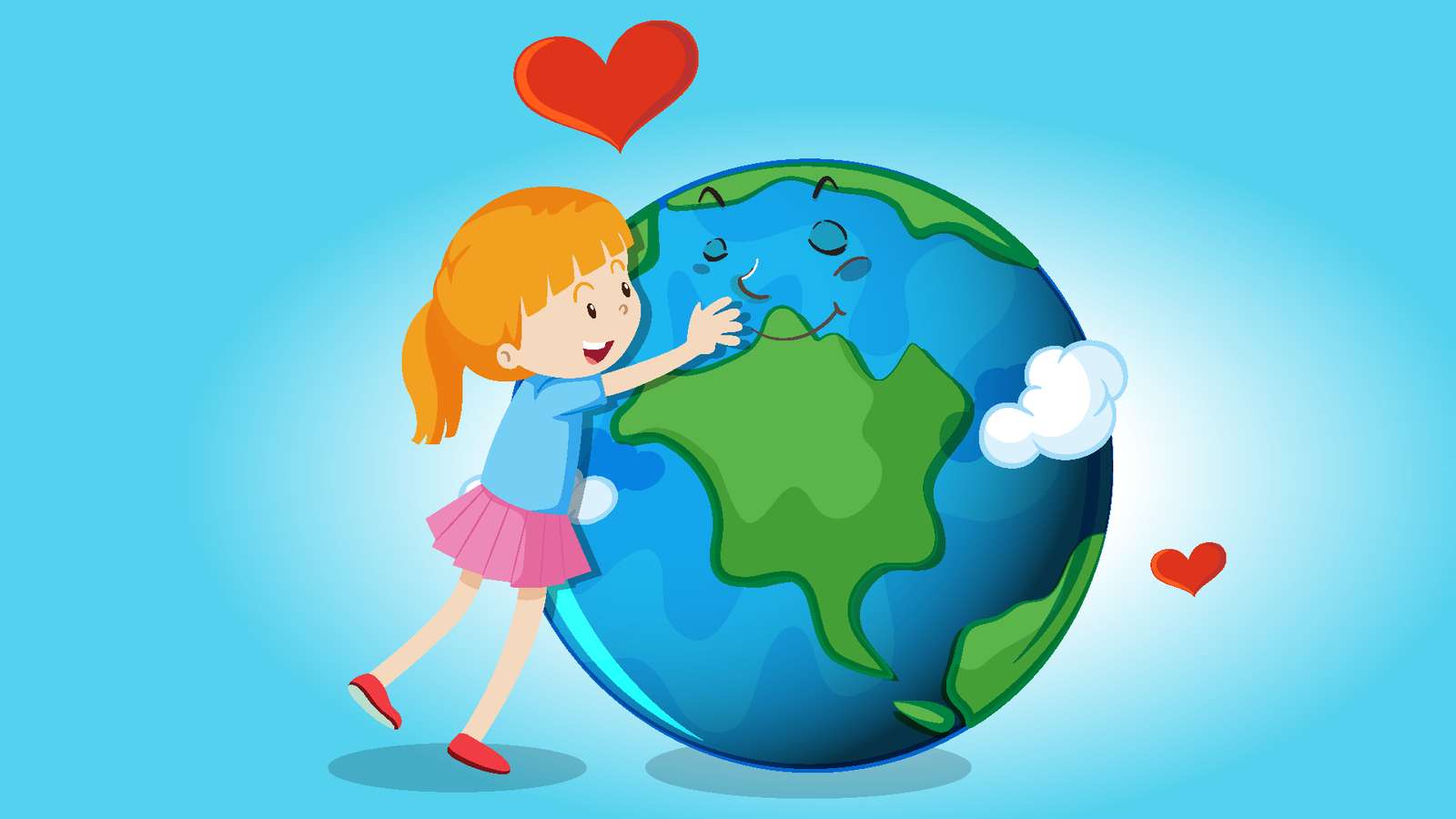 Dziewczyna przytulająca ziemię puzzle online