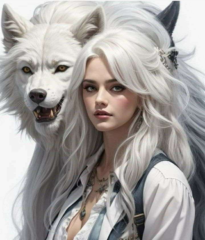 dziewczyna z białym wilkiem puzzle online