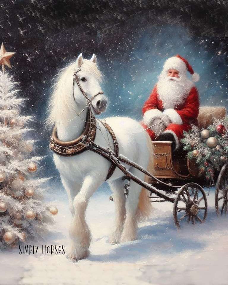 biały koń Świętego Mikołaja puzzle online