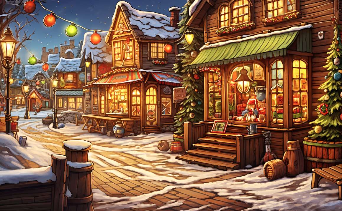 Miasteczko gotowe na Boże Narodzenie puzzle online