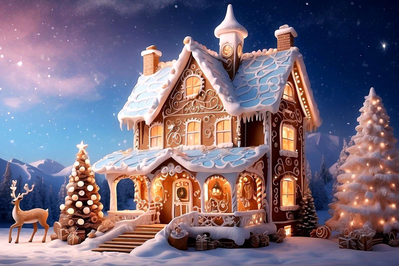 Bajkowy, świąteczny domek puzzle online