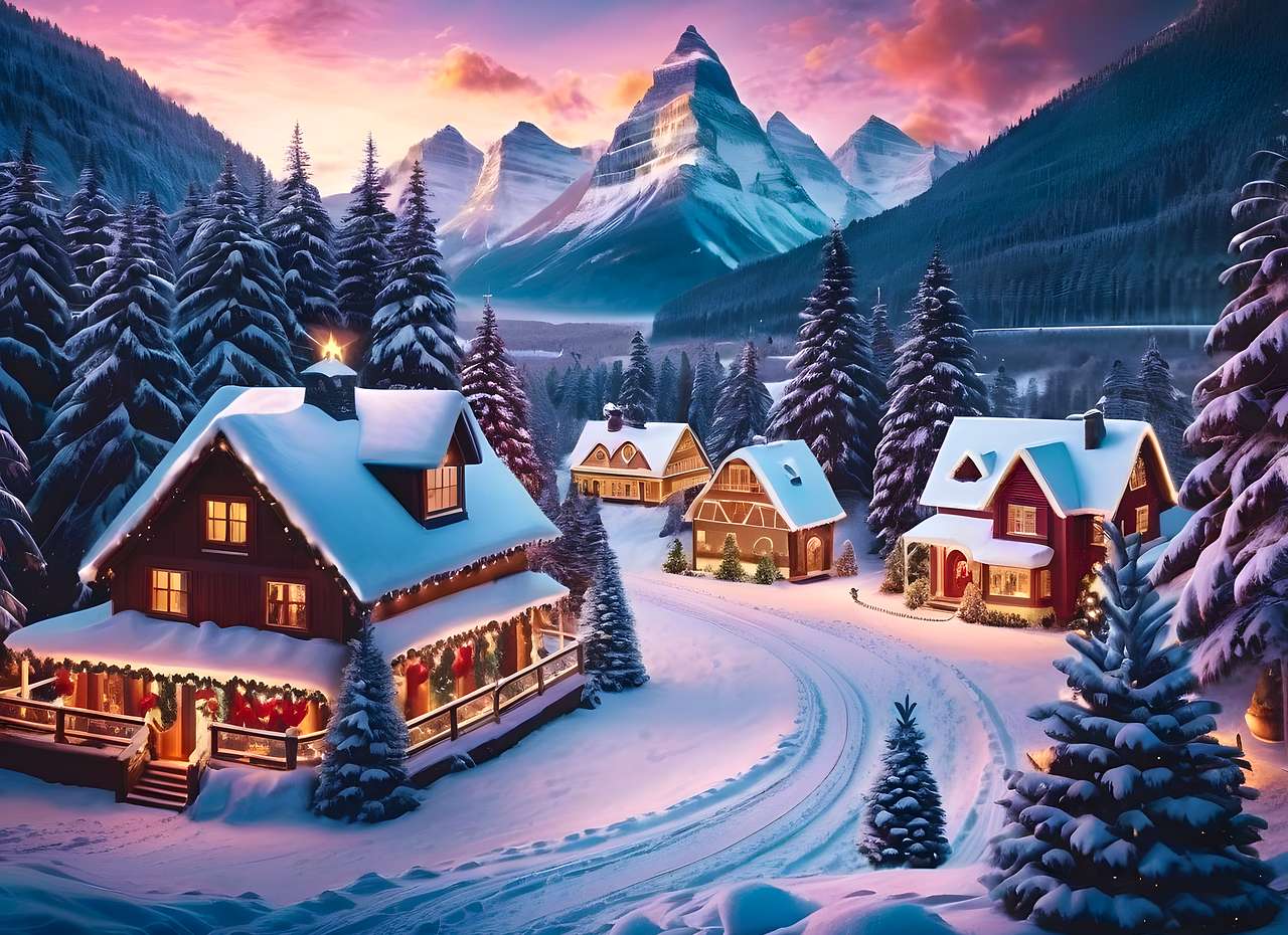 Boże Narodzenie - wakacje w górach puzzle online