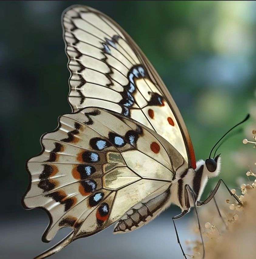 brązowy i niebieski motyl puzzle online