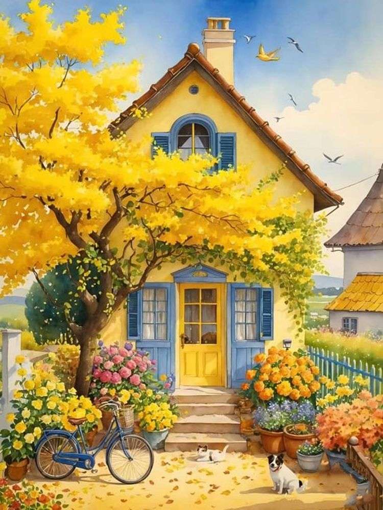 Żółty domek puzzle online