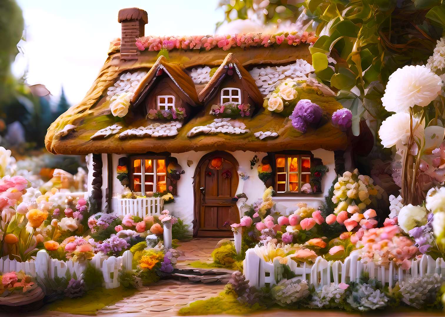 Bajkowy domek z ogródkiem puzzle online