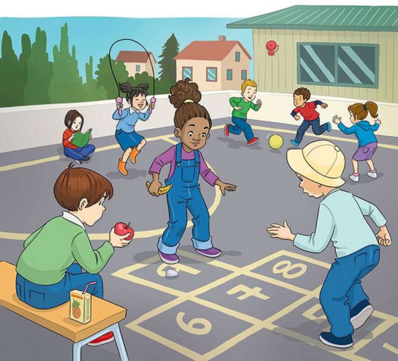 Zabawy dzieci na szkolnej przerwie puzzle online