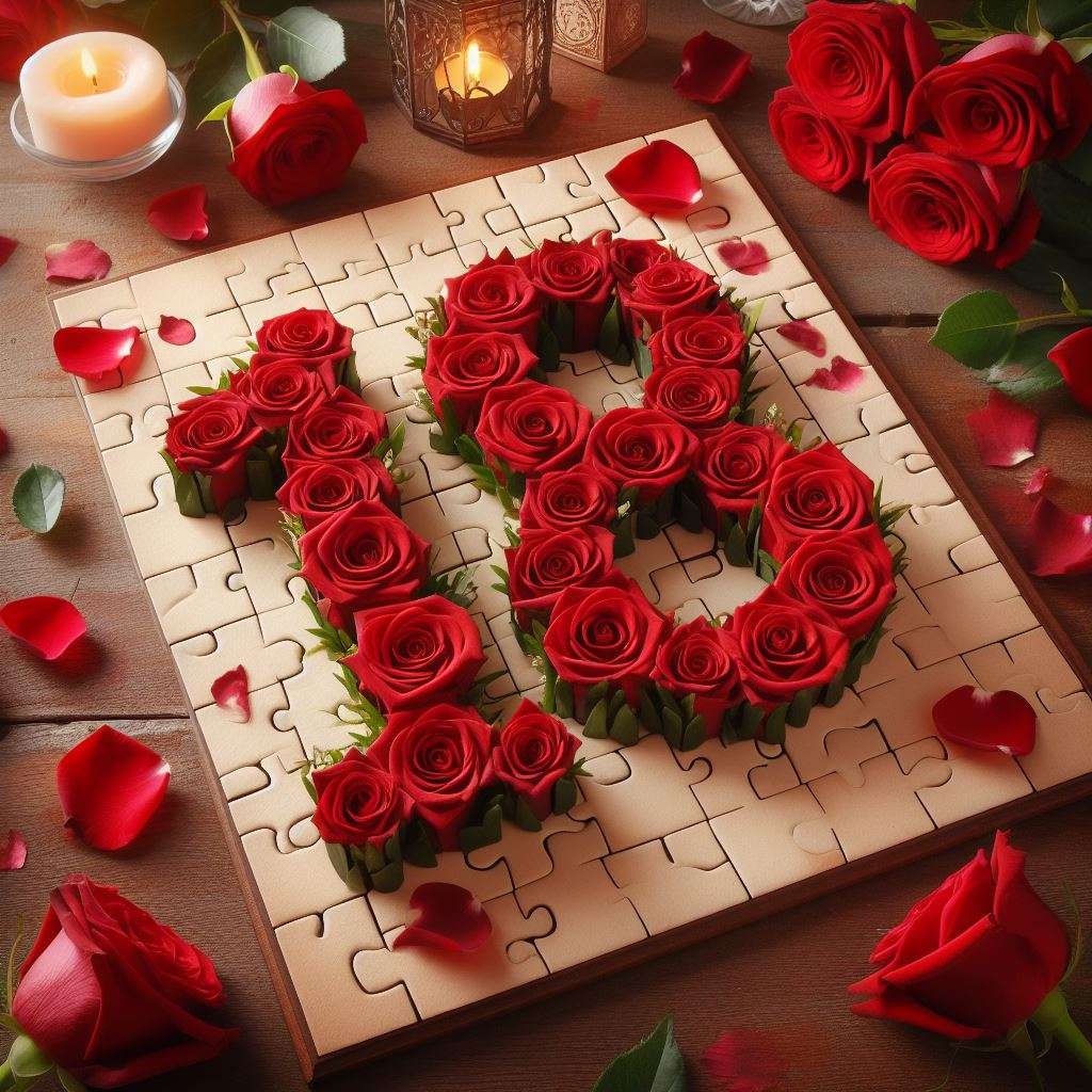 18 czerwonych róż puzzle online