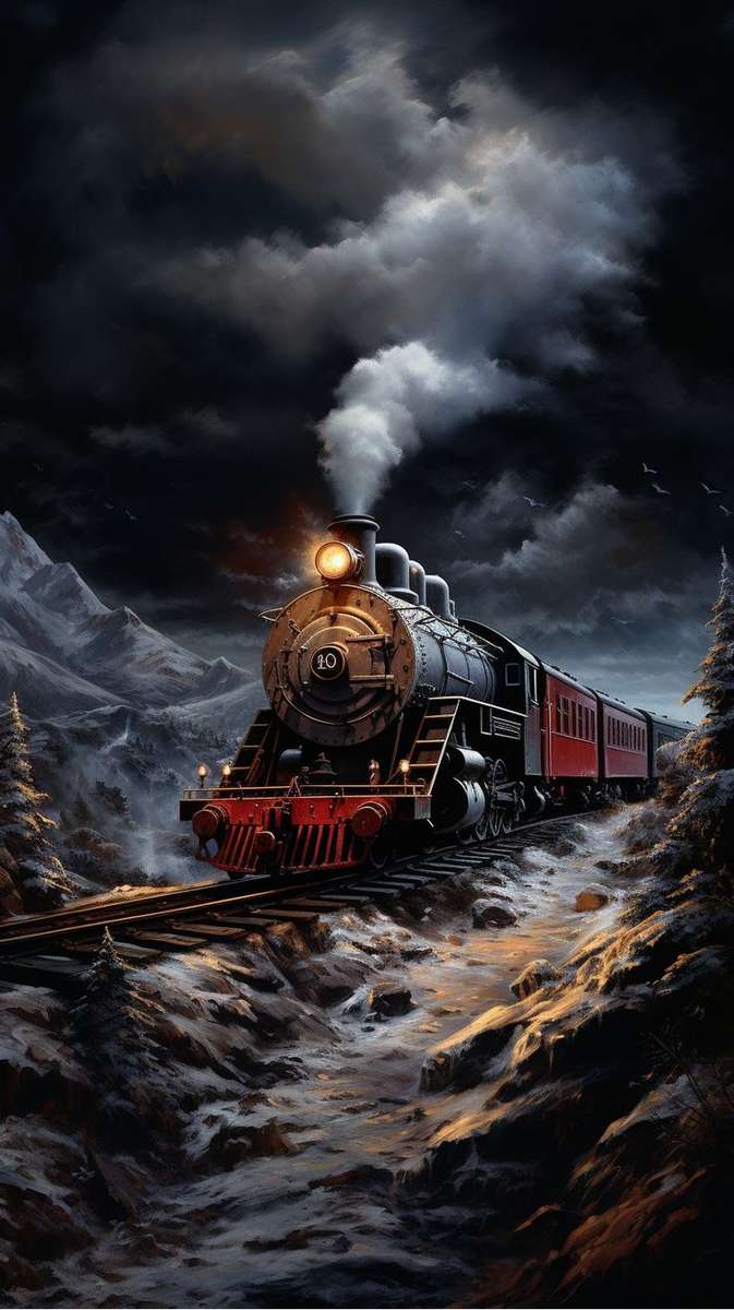 pociąg w zimową noc puzzle online