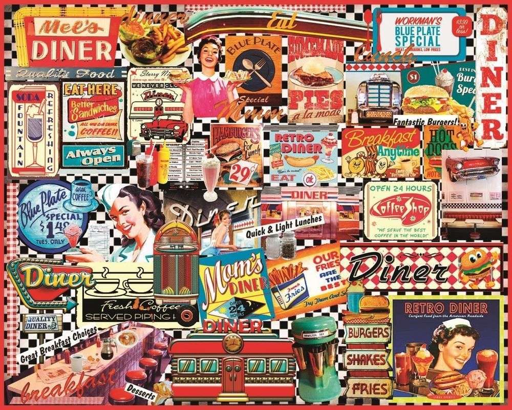 Znaki i reklamy w stylu retro puzzle online