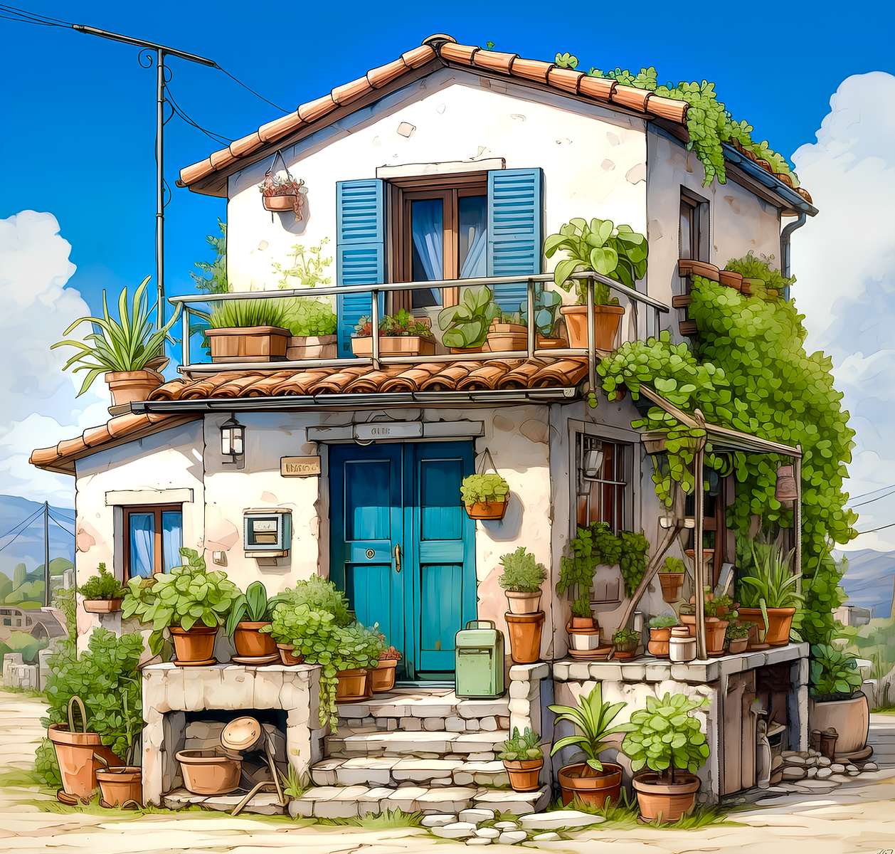 Dom w nadmorskiej wiosce puzzle online