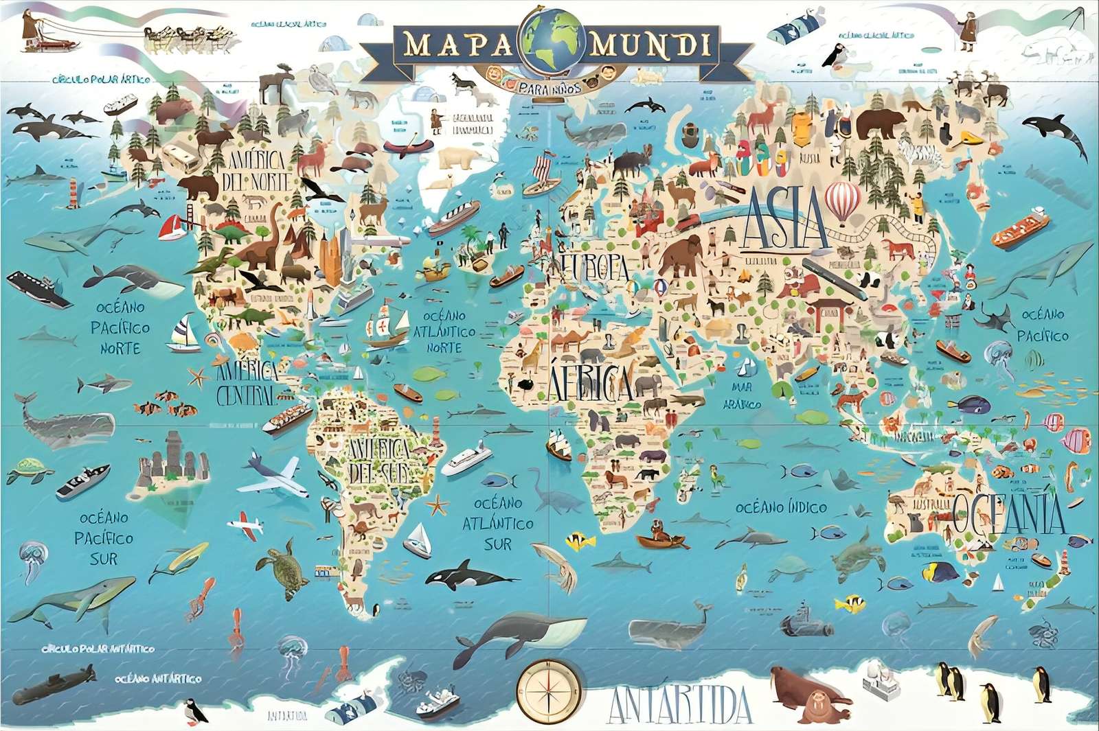 Mapa świata puzzle online