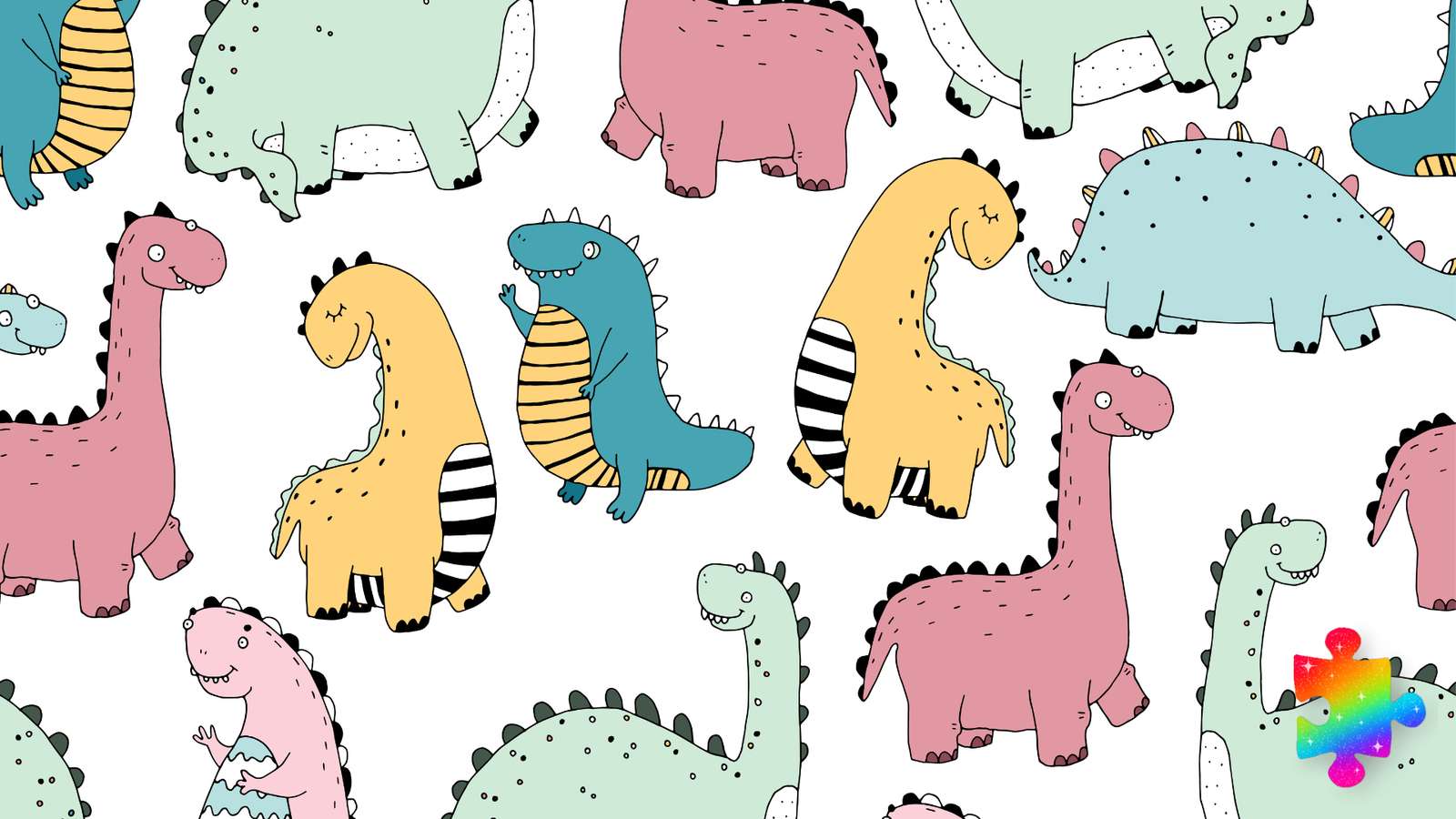 Kolorowe dinozaury puzzle online