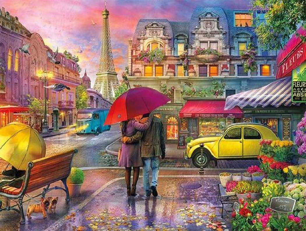 Deszczowy zachód słońca w Paryżu puzzle online